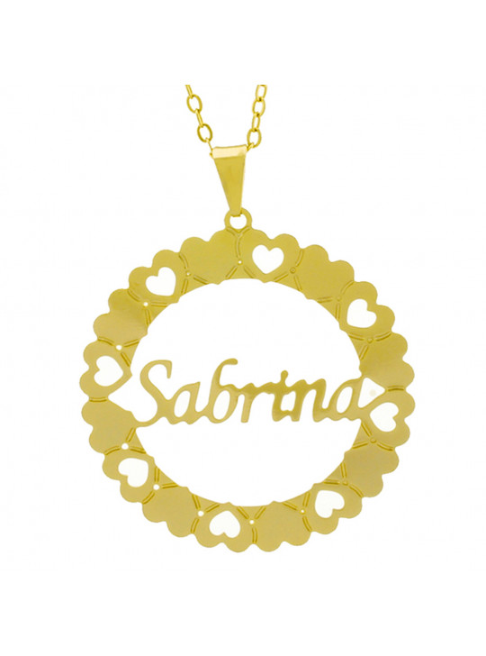 Gargantilha Pingente Mandala Manuscrito SABRINA Banho Ouro Amarelo 18 K - 1061395