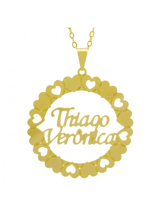 Gargantilha Pingente Mandala Manuscrito THIAGO VERÔNICA Banho Ouro Amarelo 18 K - 1061402