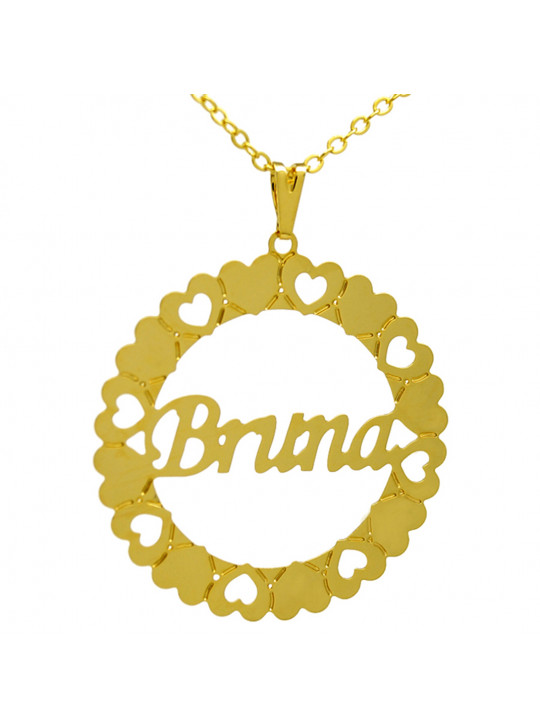 Gargantilha Pingente Mandala Manuscrito BRUNA Banho Ouro 18 K - 1060070