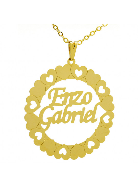 Gargantilha Pingente Mandala Manuscrito ENZO GABRIEL Banho Ouro 18 K - 1060040