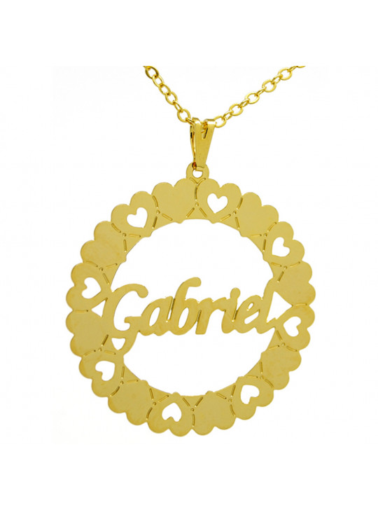 Gargantilha Pingente Mandala Manuscrito GABRIEL Banho Ouro 18 K - 1060042