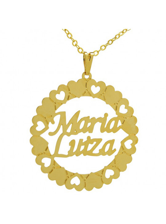 Gargantilha Pingente Mandala Manuscrito MARIA LUIZA Banho Ouro 18 K - 1060098