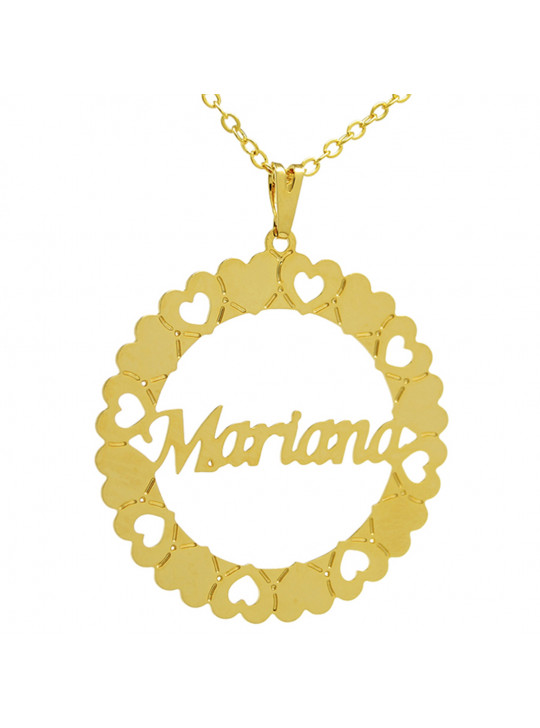 Gargantilha Pingente Mandala Manuscrito MARIANA Banho Ouro 18 K - 1060099