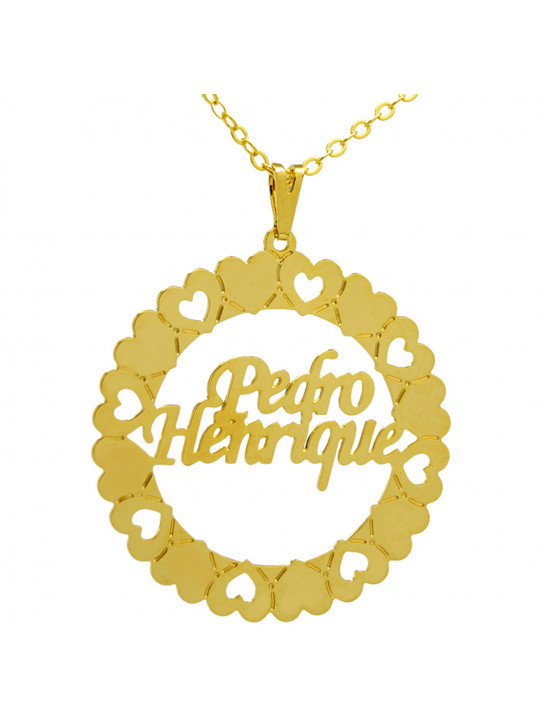 Gargantilha Pingente Mandala Manuscrito PEDRO HENRIQUE Banho Ouro 18 K - 1060055