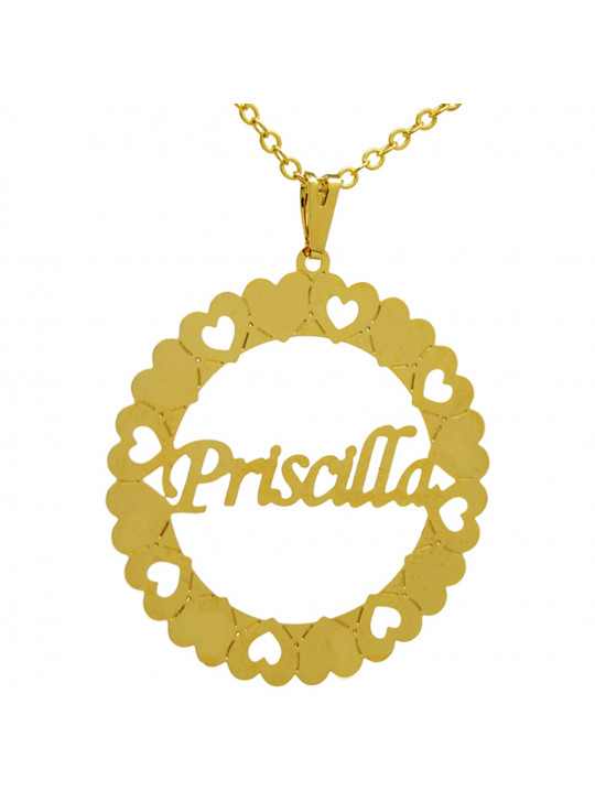 Gargantilha Pingente Mandala Manuscrito PRISCILLA Banho Ouro 18 K 1060110