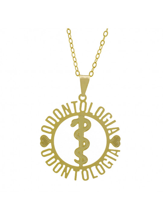 Gargantilha Profissões Pingente ODONTOLOGIA Banhada Ouro Amarelo 18K - 1061273