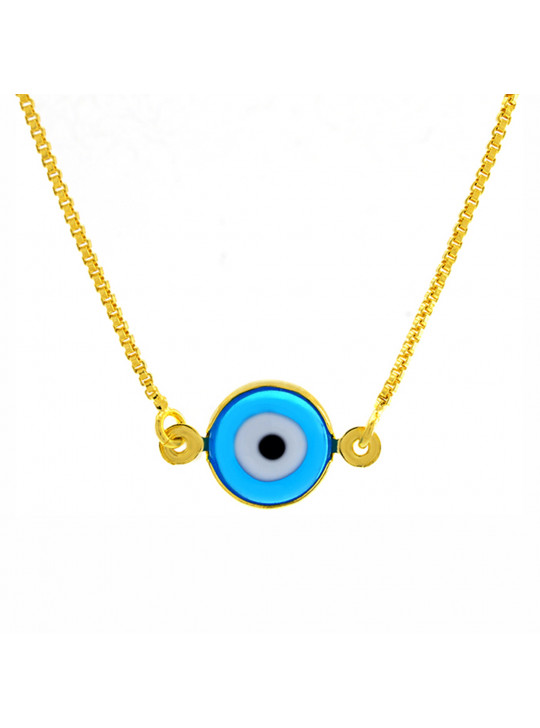 Gargantilha Olho Grego Azul Tifany Banhado Ouro 18 K - 1060161