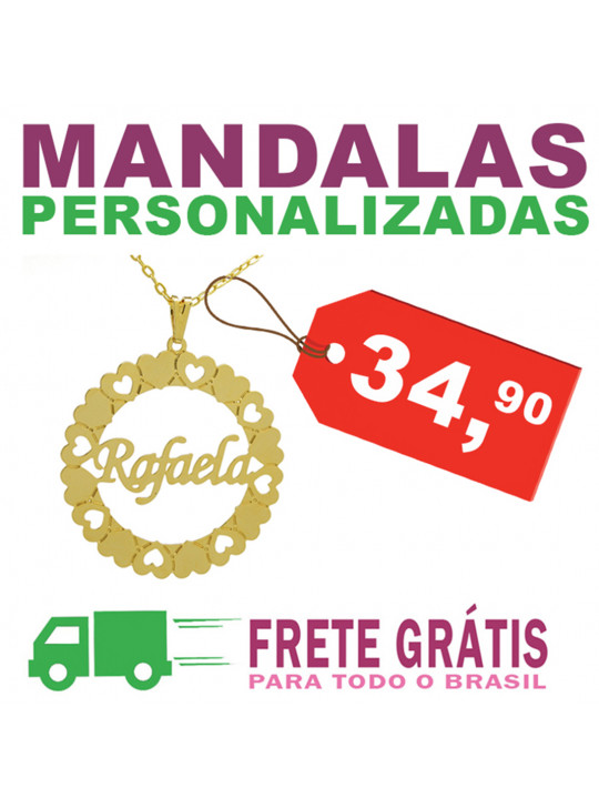 Gargantilha Mandala Nome Personalizado Banhada Ouro 18K - 1060022