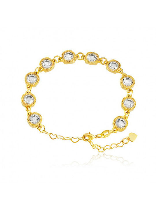 Pulseira Cruzada Cristal Banhada Em Ouro 18 K - 1080002