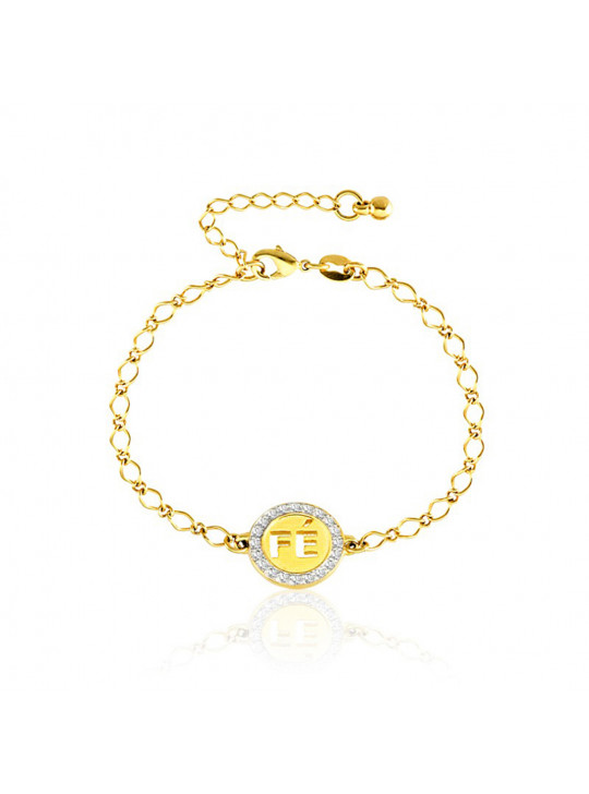 Pulseira Pingente "Fé" I Banhada Em Ouro 18 K - 1080006