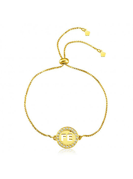 Pulseira Pingente "Fé" II Banhada Em Ouro 18 K - 1080007