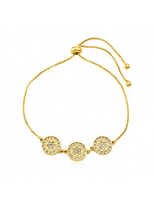 Pulseira Pingente Triplo Banhada Em Ouro 18 K - 1080008