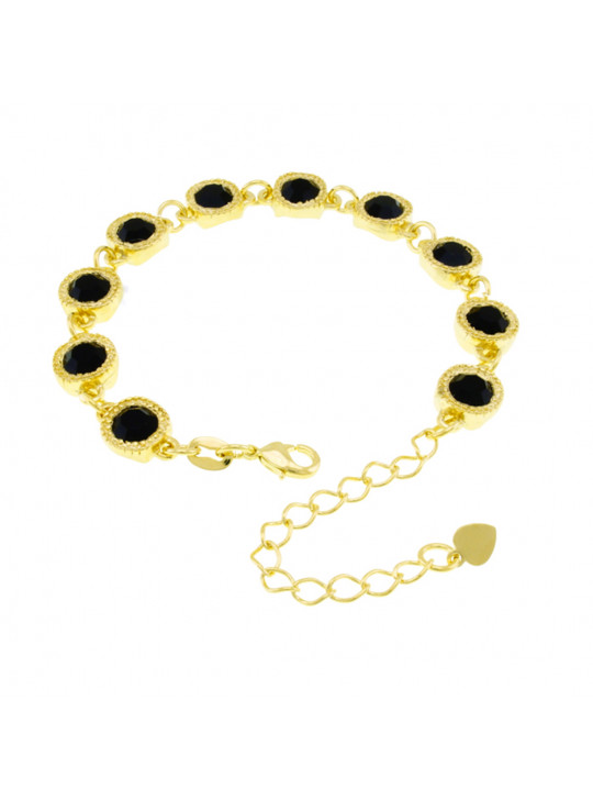 Pulseira Cruzada Preta Banhada Em Ouro 18 K - 1080004