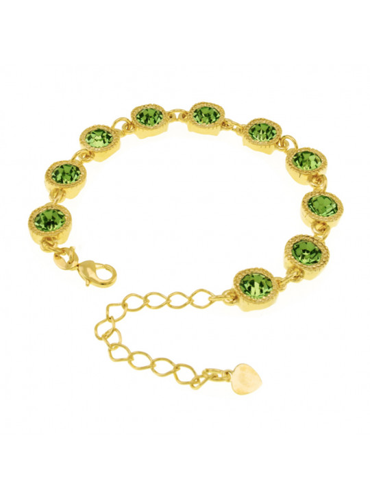 Pulseira Cruzada Verde Banhada Em Ouro 18 K - 1080005