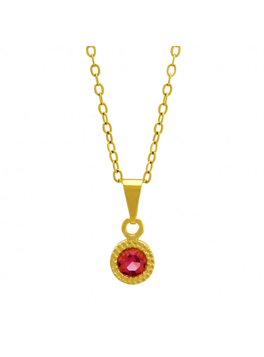Gargantilha Ponto Luz Redondo Rosa Banhada Ouro 18 K - 1061111