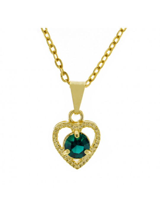 Gargantilha Ponto Luz Coração Horus Import Verde Esmeralda Banhada Ouro 18 K - 1061125