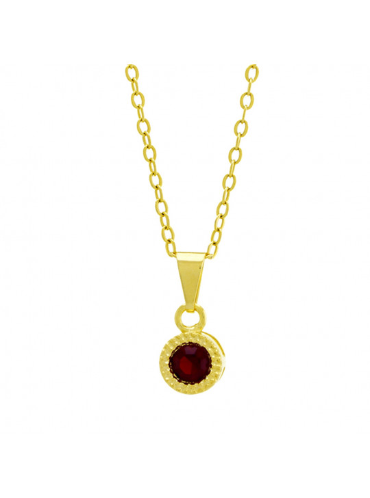 Gargantilha Ponto Luz Redondo Vermelho Rubi Banhada Ouro 18 K - 1061108 