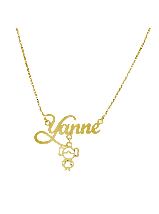 Lindo Colar com o nome Yanne Banhado em Ouro 18 Kilates - 1060281