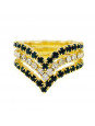 Anel Horus Import Verde Esmeralda e Cristal Triplo Banhado Ouro Amarelo 18 K - 1010105