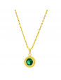 Gargantilha Horus Import Ponto Luz Eye Verde Esmeralda Banhada Ouro Amarelo 18 K - 1061131