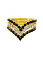 Anel Horus Import Preto e Cristal Triplo Banhado Ouro Amarelo 18 K - 1010101