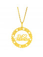 Gargantilha Mandala Horus Import Manuscrito Eu ♥ Mamãe Banho Ouro Amarelo 18 K - 1060203