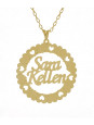 Gargantilha Pingente Mandala Manuscrito SARA KELLEN Banho Ouro 18 K - 1060295