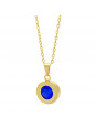 Gargantilha Horus Import Ponto Luz Eye Azul Zafira Banhada Ouro 18 K - 1061133
