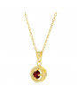 Gargantilha Horus Import Ponto Luz Medal Vermelho Rubi Banhada Ouro 18 K - 1061144