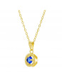 Gargantilha Horus Import Ponto Luz Medal Azul Zafira Banhada Ouro 18 K - 1061145