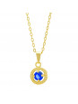 Gargantilha Horus Import Ponto Luz Medal Azul Zafira Banhada Ouro 18 K - 1061145