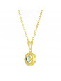 Gargantilha Horus Import Ponto Luz Medal Aquamarine Banhada Ouro 18 K - 1061146