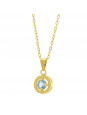 Gargantilha Horus Import Ponto Luz Medal Aquamarine Banhada Ouro 18 K - 1061146