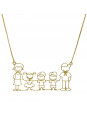 Colar Família Feliz Casal Dois Filhos e Filha Banho Ouro 18K - 1061181