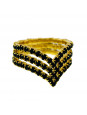 Anel Horus Import PretoTriplo Banhado Ouro Amarelo 18 K - 1010100