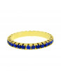 Aliança Aparador Horus Import Cravejada Strass Azul Safira Banhada Ouro Amarelo 18 K - 1010028