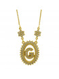 Colar Letra " G " Cravejada Zircônia Banhado Ouro Amarelo 18 K - 1061235