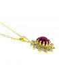 Gargantilha Pingente Girassol Rosa Pink Banhada Ouro Amarelo 18 k - 1060164