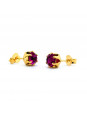 Kit Violeta Ametista - Gargantilha Pingente Quadrado - Brincos - Meia Aliança - Banhado Ouro 18k - KIT10529