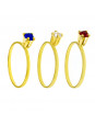 KIT 3 Anéis Solitário Horus Import Banhado Ouro Amarelo 18K - KIT16396