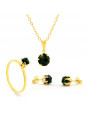 Kit Verde Esmeralda Banhado Ouro 18k - KIT16482