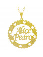 Gargantilha Pingente Mandala Manuscrito Alice Pedro Banho Ouro Amarelo 18 K - 1061286