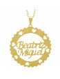 Gargantilha Pingente Mandala Manuscrito Beatriz Lucas Banho Ouro Amarelo 18 K - 1061295