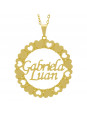 Gargantilha Pingente Mandala Manuscrito Gabriela Luan Banho Ouro Amarelo 18 K - 1061325