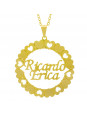 Gargantilha Pingente Mandala Manuscrito RICARDO ERICA Banho Ouro Amarelo 18 K - 1061393