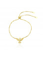 Pulseira Pingente Pomba Branca Banhada Em Ouro Amarelo 18 K - 1080014