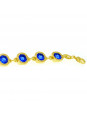 Pulseira Cruzada Azul Safira Banhada Em Ouro 18 K - 1080019