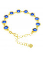 Pulseira Cruzada Azul Safira Banhada Em Ouro 18 K - 1080019