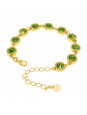 Pulseira Cruzada Verde Banhada Em Ouro 18 K - 1080005