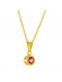 Gargantilha Ponto Luz Redondo Rosa Banhada Ouro 18 K - 1061111